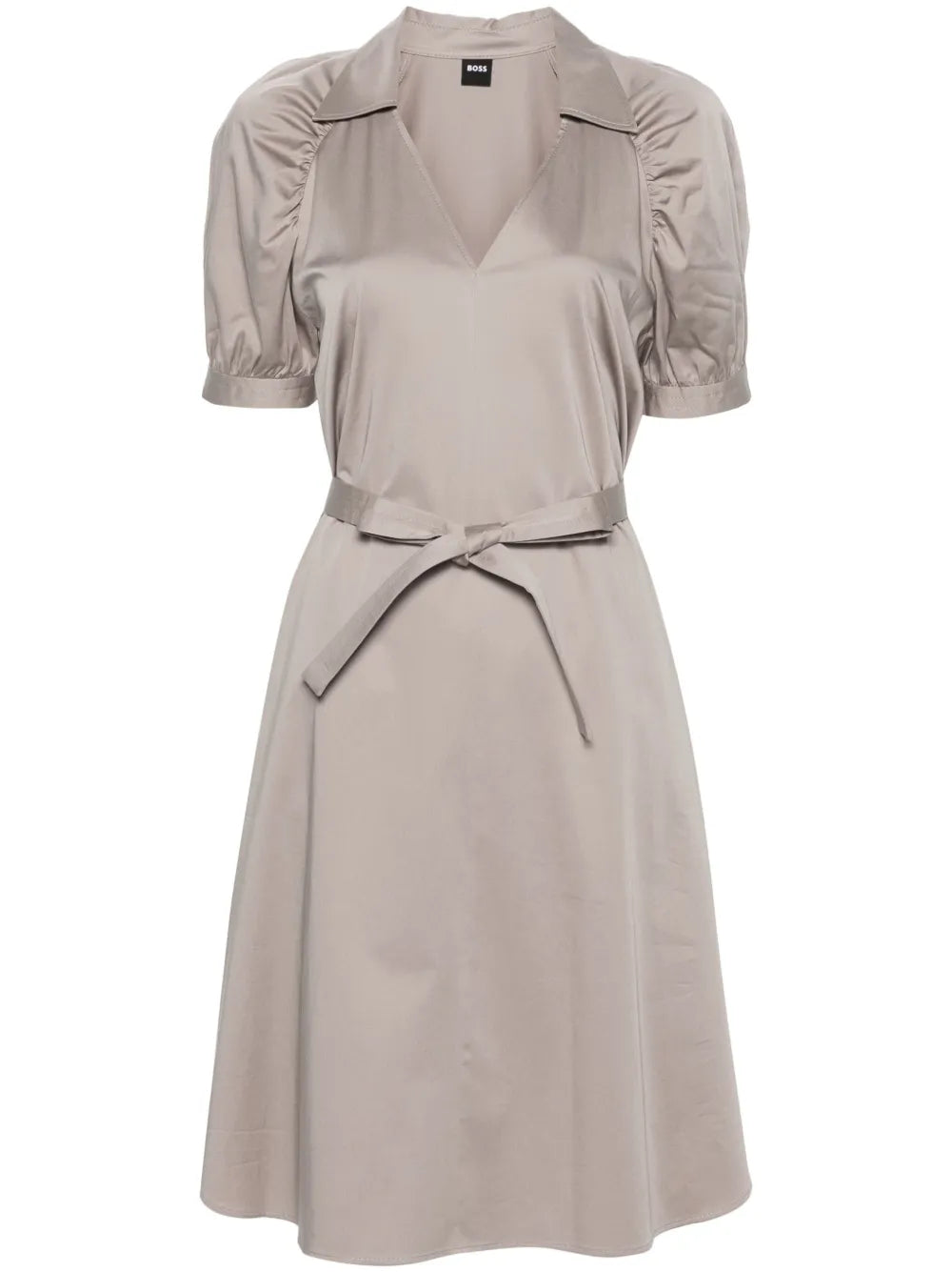 Belted Satin Midi Dress