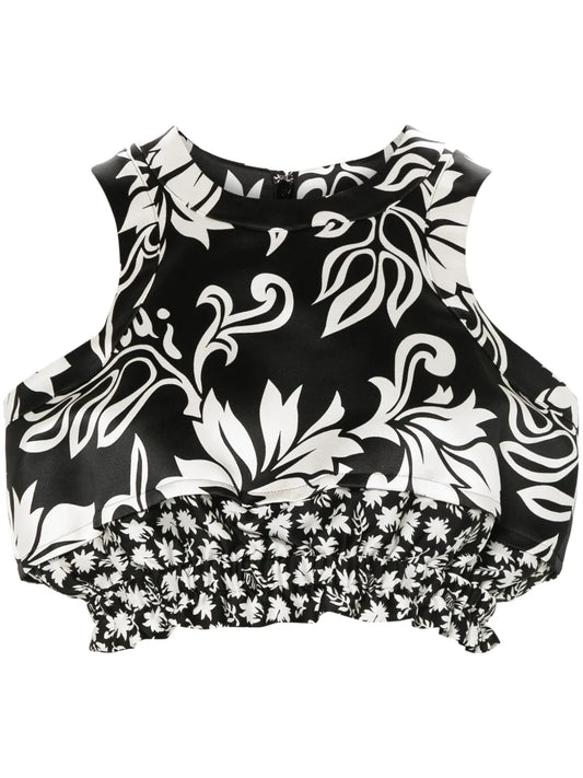 Floral-Print Cropped Top