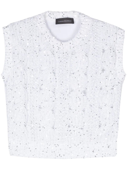 Sequin-Embellished Knitted Tank Top