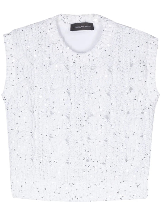 Sequin-Embellished Knitted Tank Top