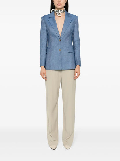 Single-Breasted Twill Blazer