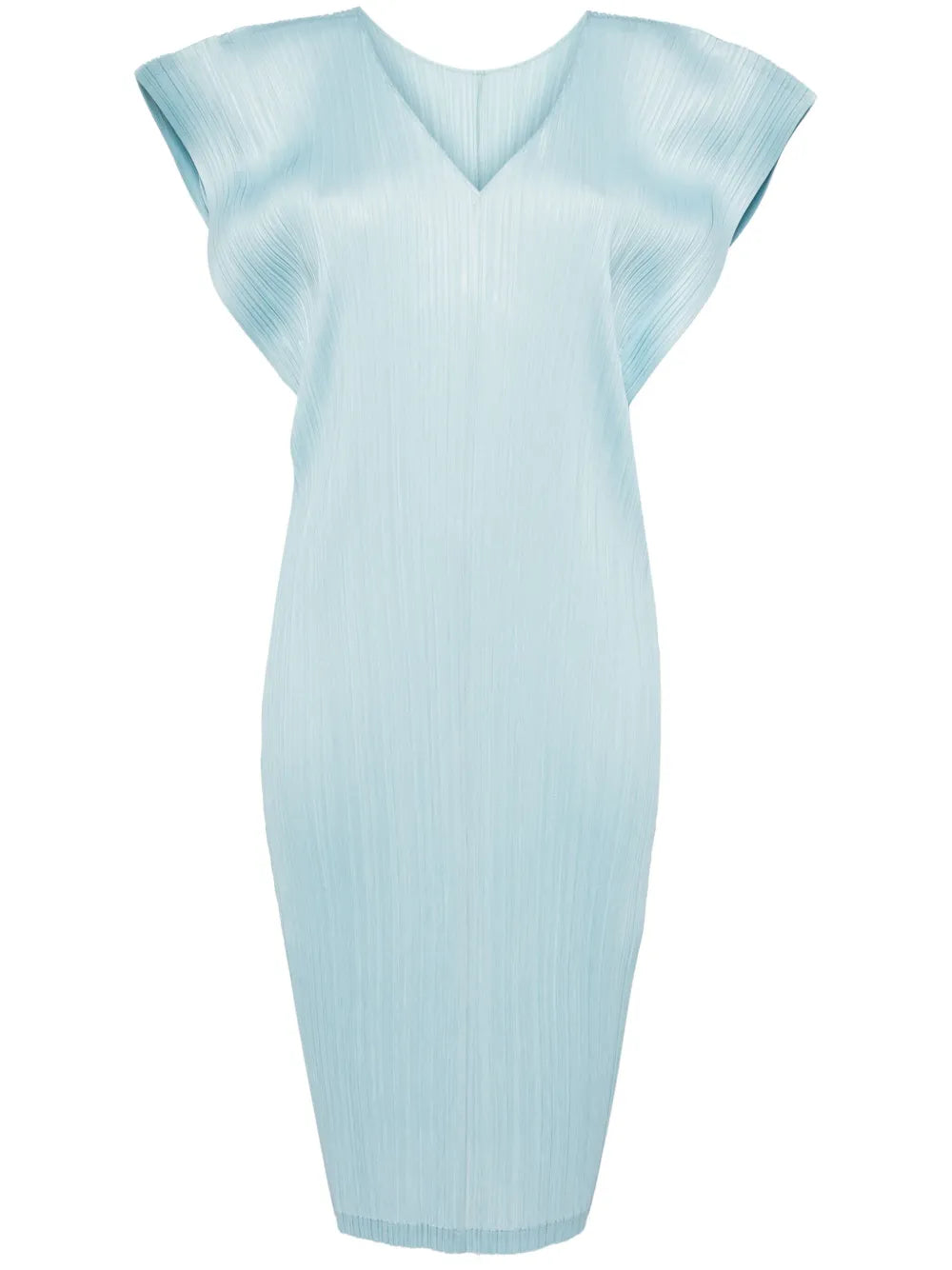 V-Neck Plissé Midi Dress