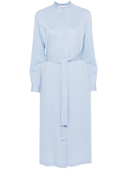 Seersucker Belted Midi Dress