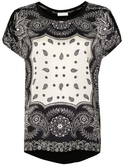 Paisley-Print Satin T-Shirt