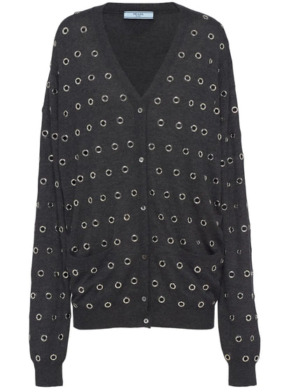 Eyelet-Embellished Cashmere Cardigan