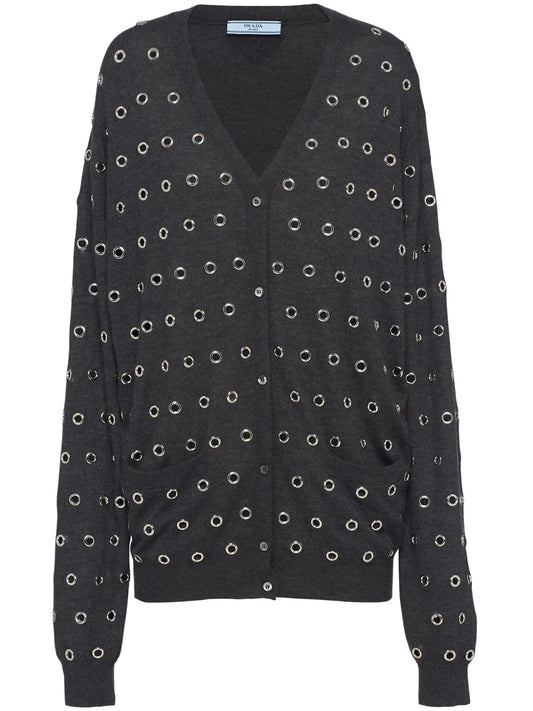 Eyelet-Embellished Cashmere Cardigan