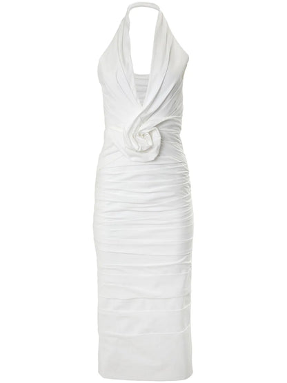 Twisted Flower Halterneck Dress