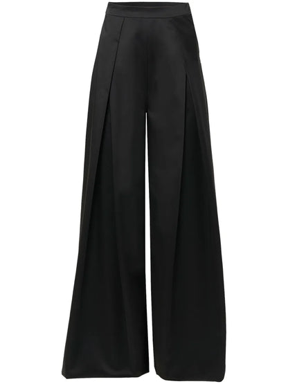 High-Waist Satin Wide-Leg Trousers