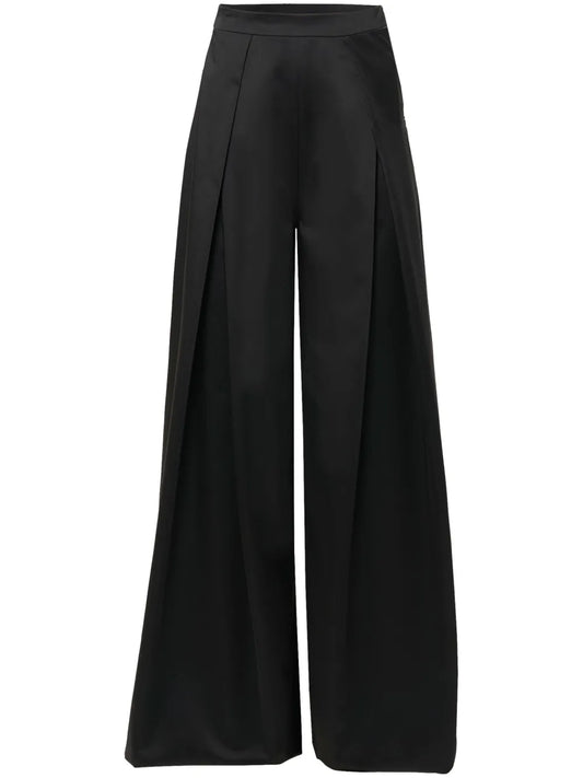 High-Waist Satin Wide-Leg Trousers