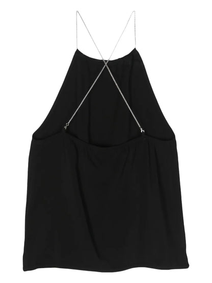 Chain-Straps Gathered Tank Top