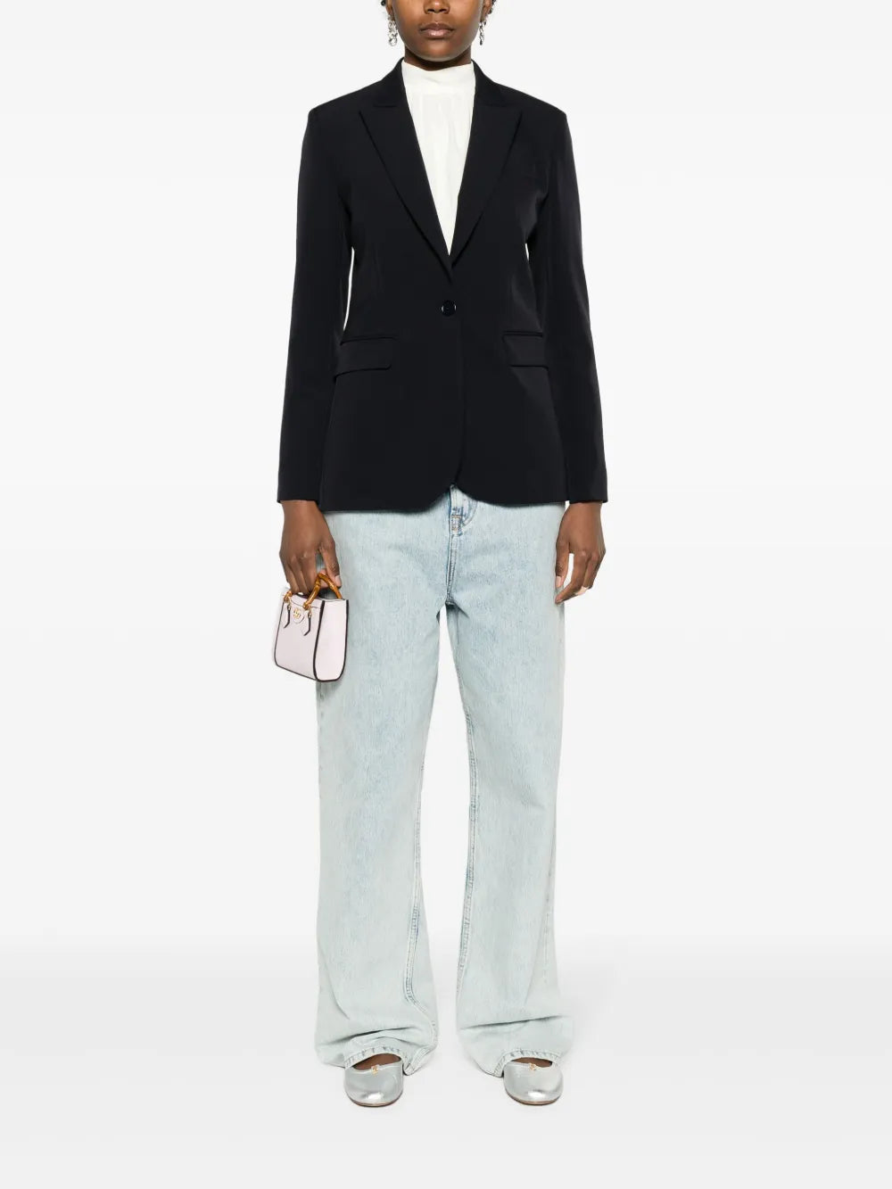 Peak-Lapel Single-Breasted Blazer