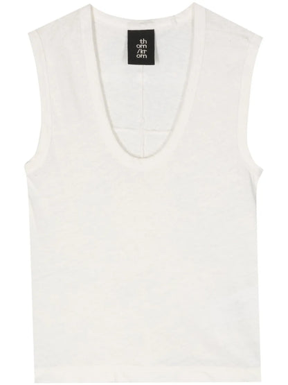 Scoop-Neck Linen Blend Tank Top