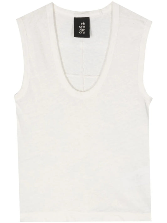 Scoop-Neck Linen Blend Tank Top
