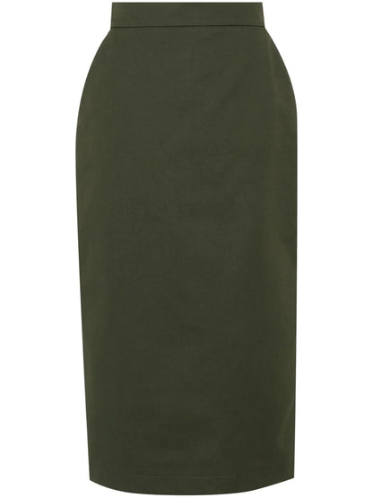 Cotton Pencil Midi Skirt