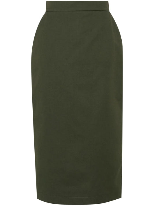 Cotton Pencil Midi Skirt