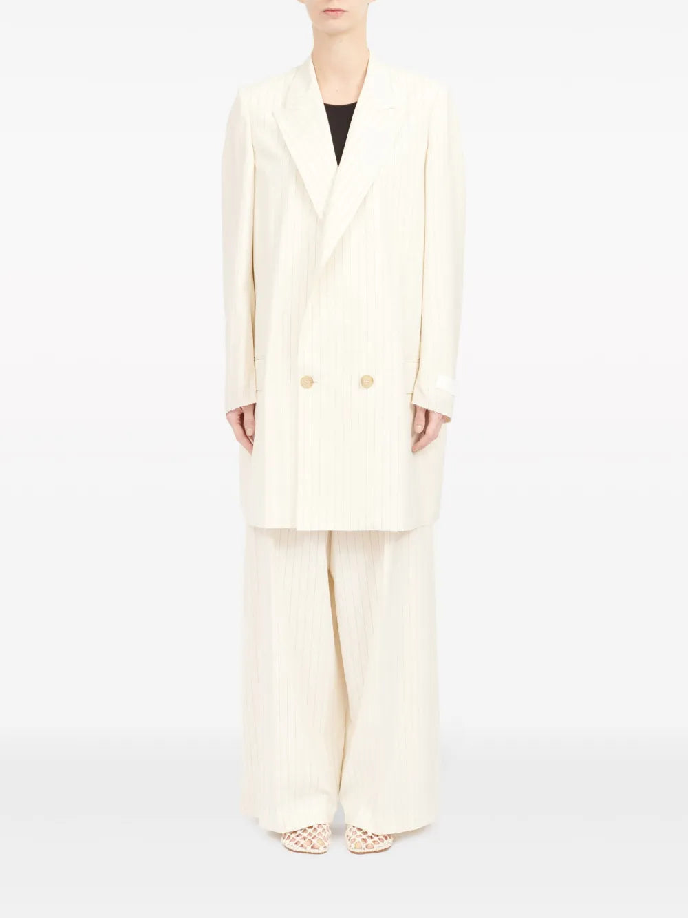 Oversized Pinstripe Double-Breasted Blazer