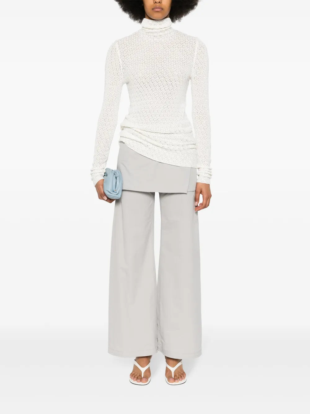 High-Neck Crochet-Knit Jumper