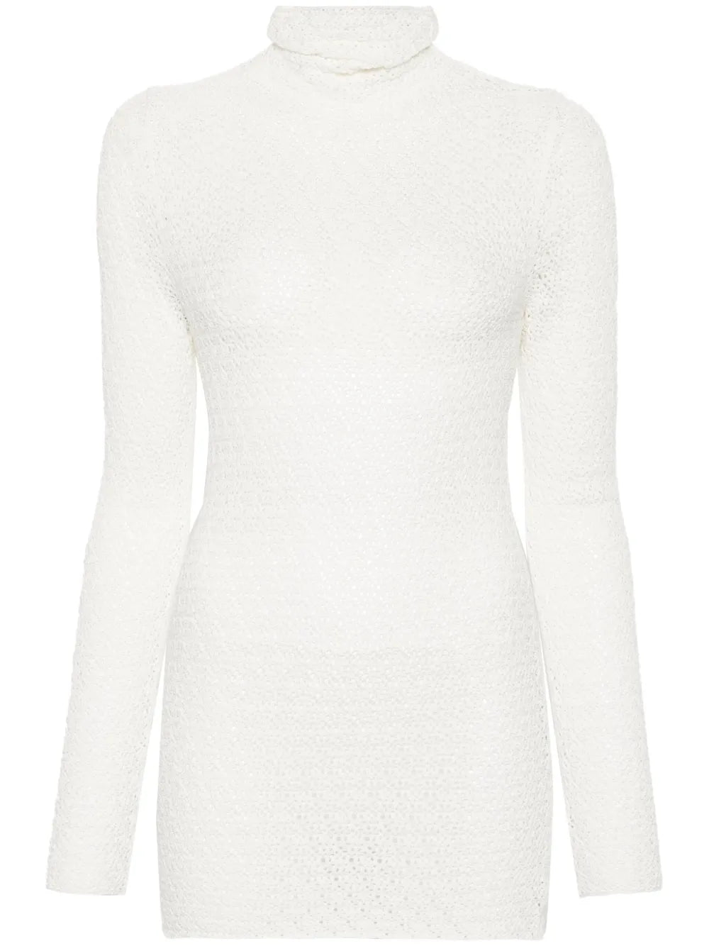 High-Neck Crochet-Knit Jumper
