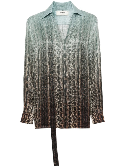 Animal-Print Silk Shirt