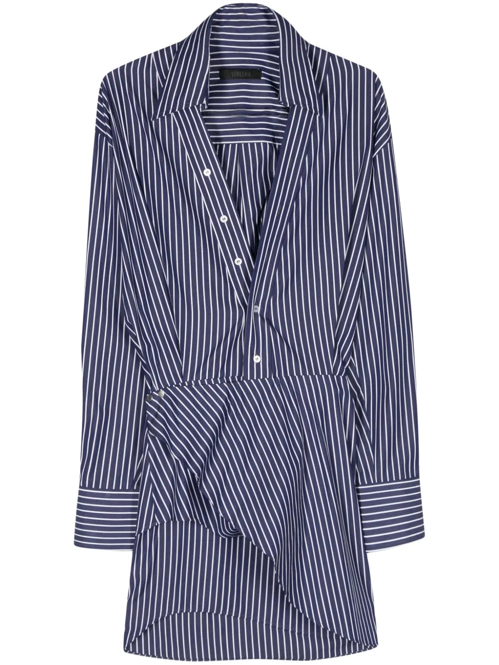 Poplin Striped Asymmetric Mini Dress