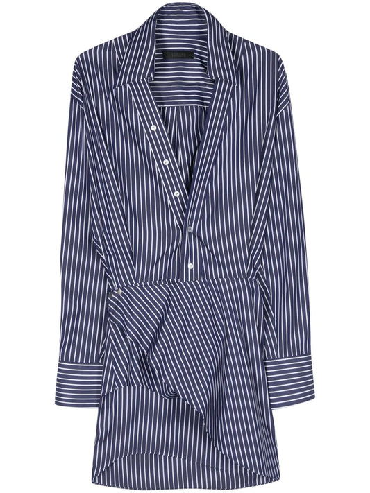 Poplin Striped Asymmetric Mini Dress