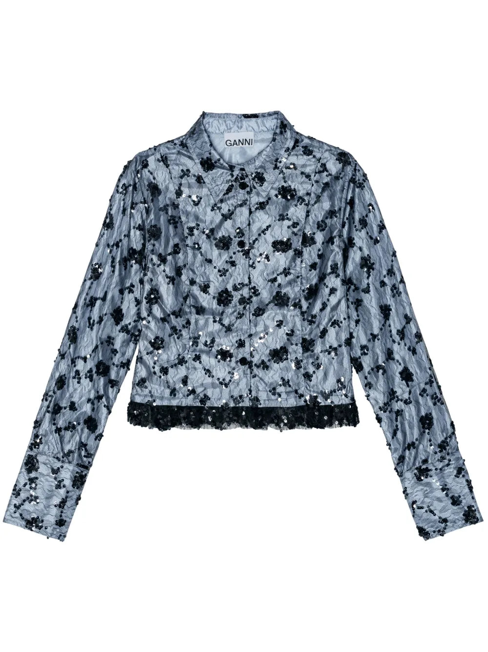 Sequin-Embellished Cropped Shirt