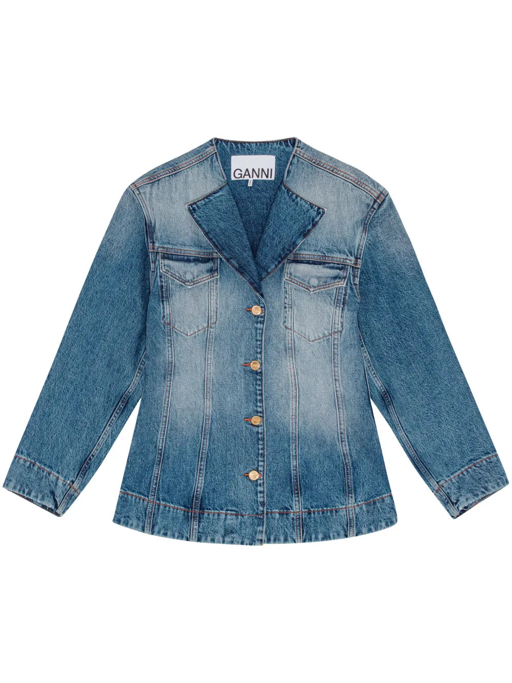 Raw-Cut Denim Blazer