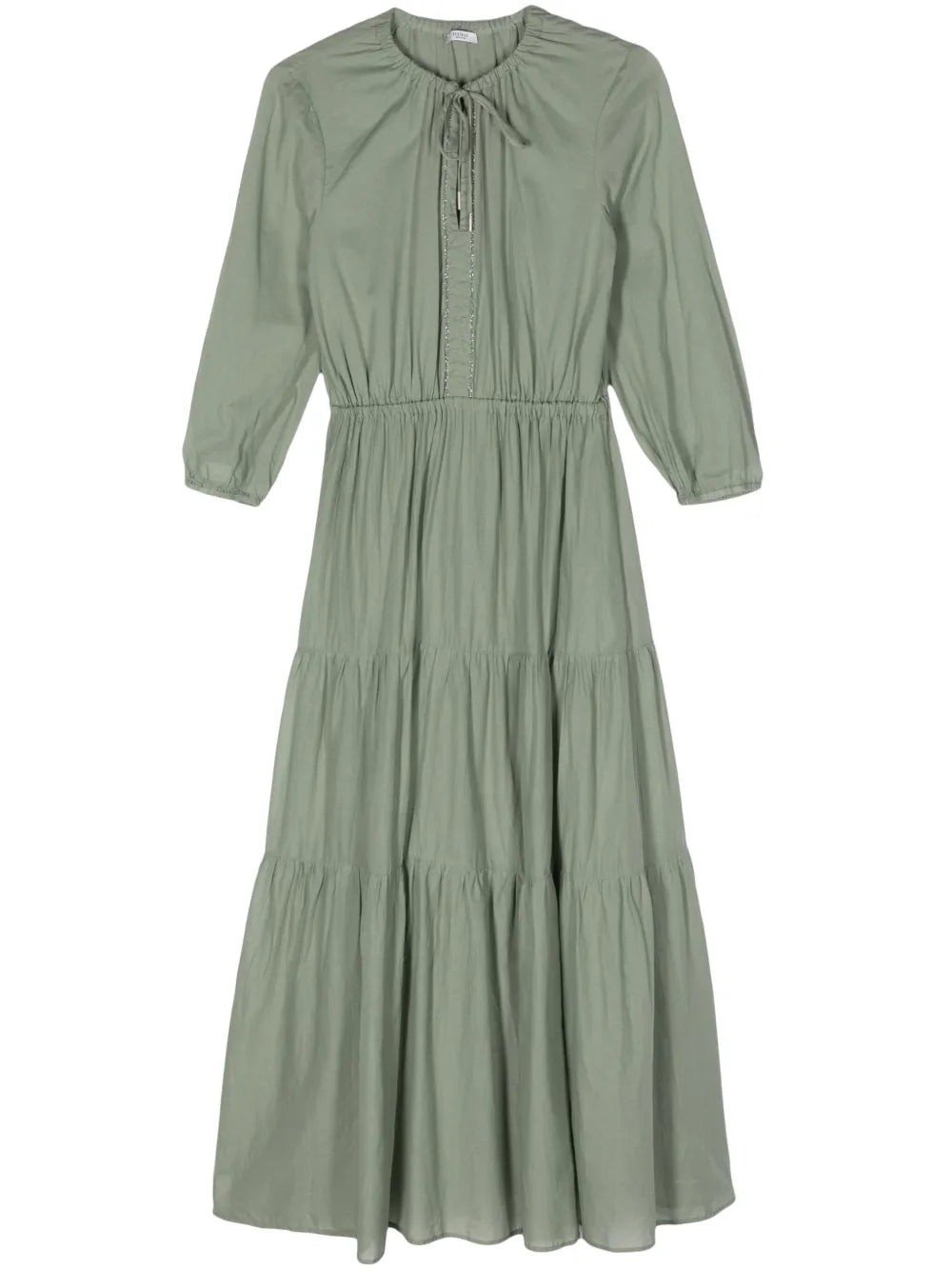 Tie-Neck Cotton Maxi Dress