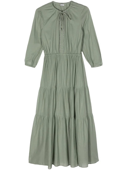 Tie-Neck Cotton Maxi Dress