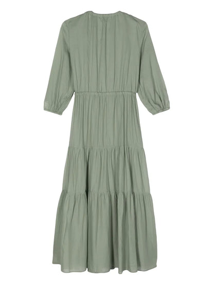 Tie-Neck Cotton Maxi Dress