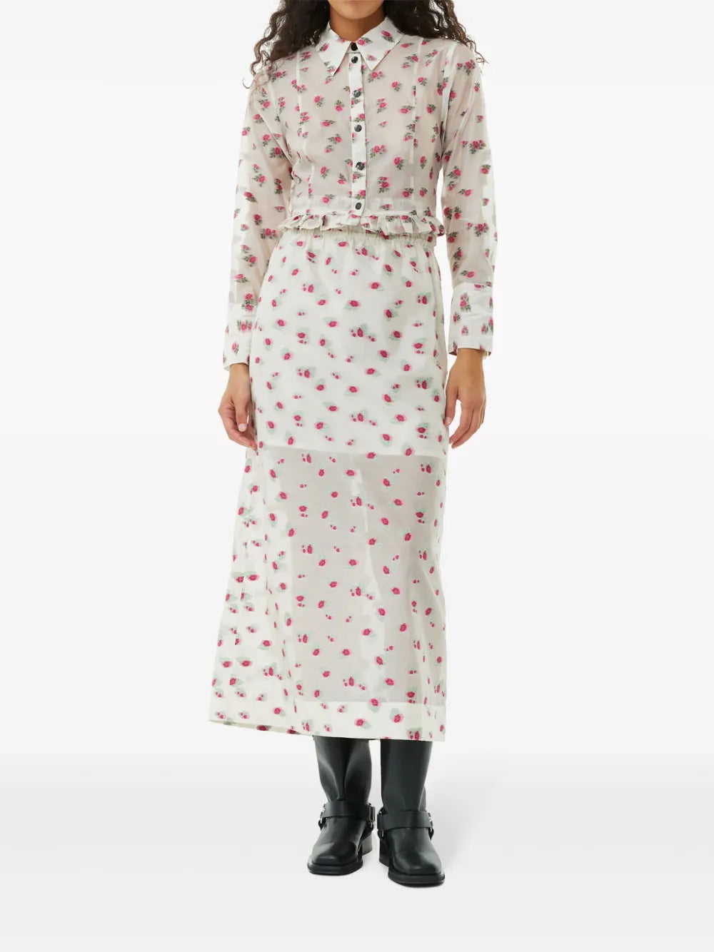 Floral-Print Organza Shirt