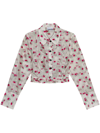 Floral-Print Organza Shirt