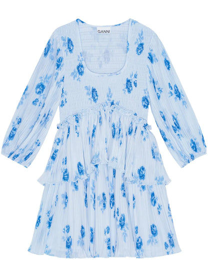 Floral-Print Pleated Minidress