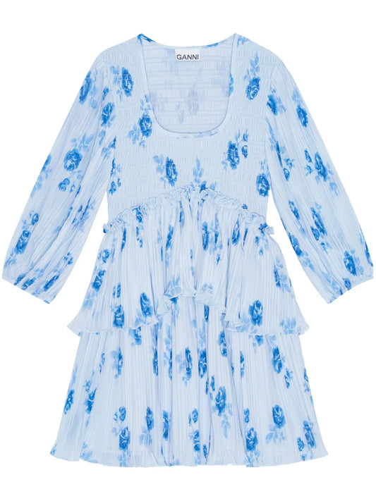 Floral-Print Pleated Minidress