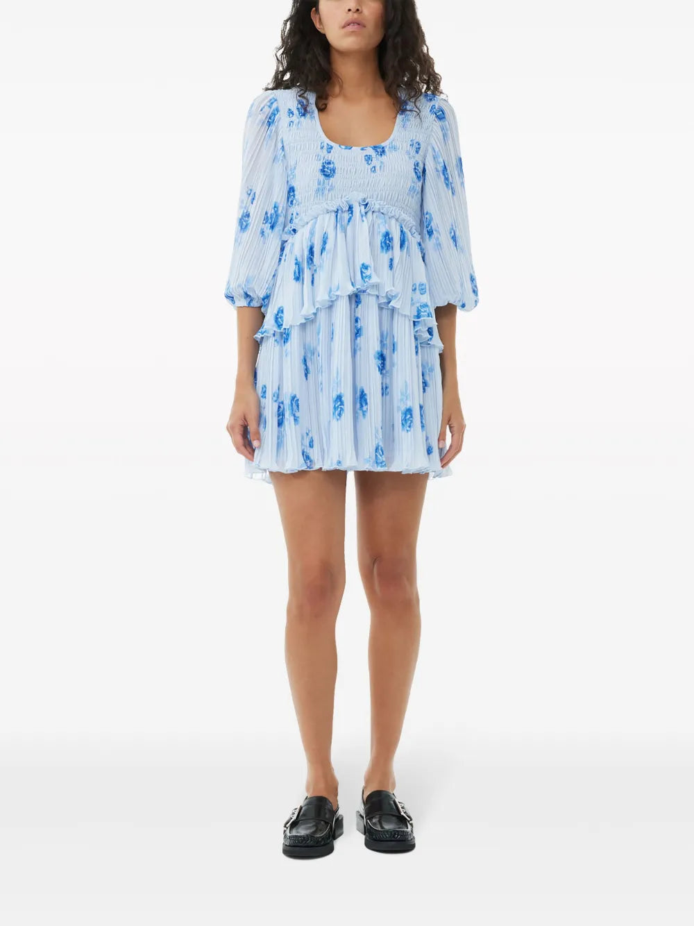 Floral-Print Pleated Minidress