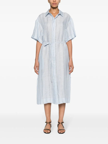 Pinstriped Linen Shirtdress
