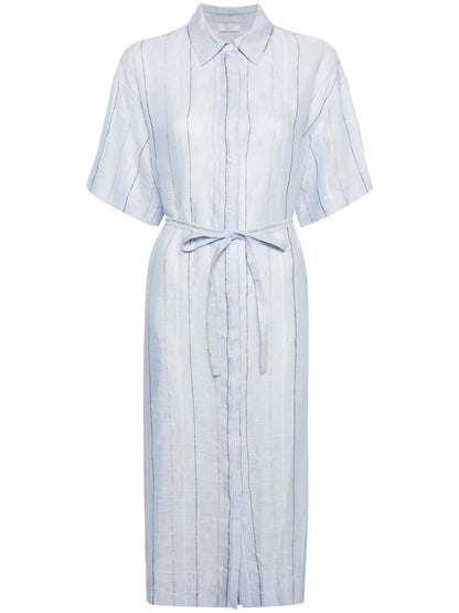 Pinstriped Linen Shirtdress