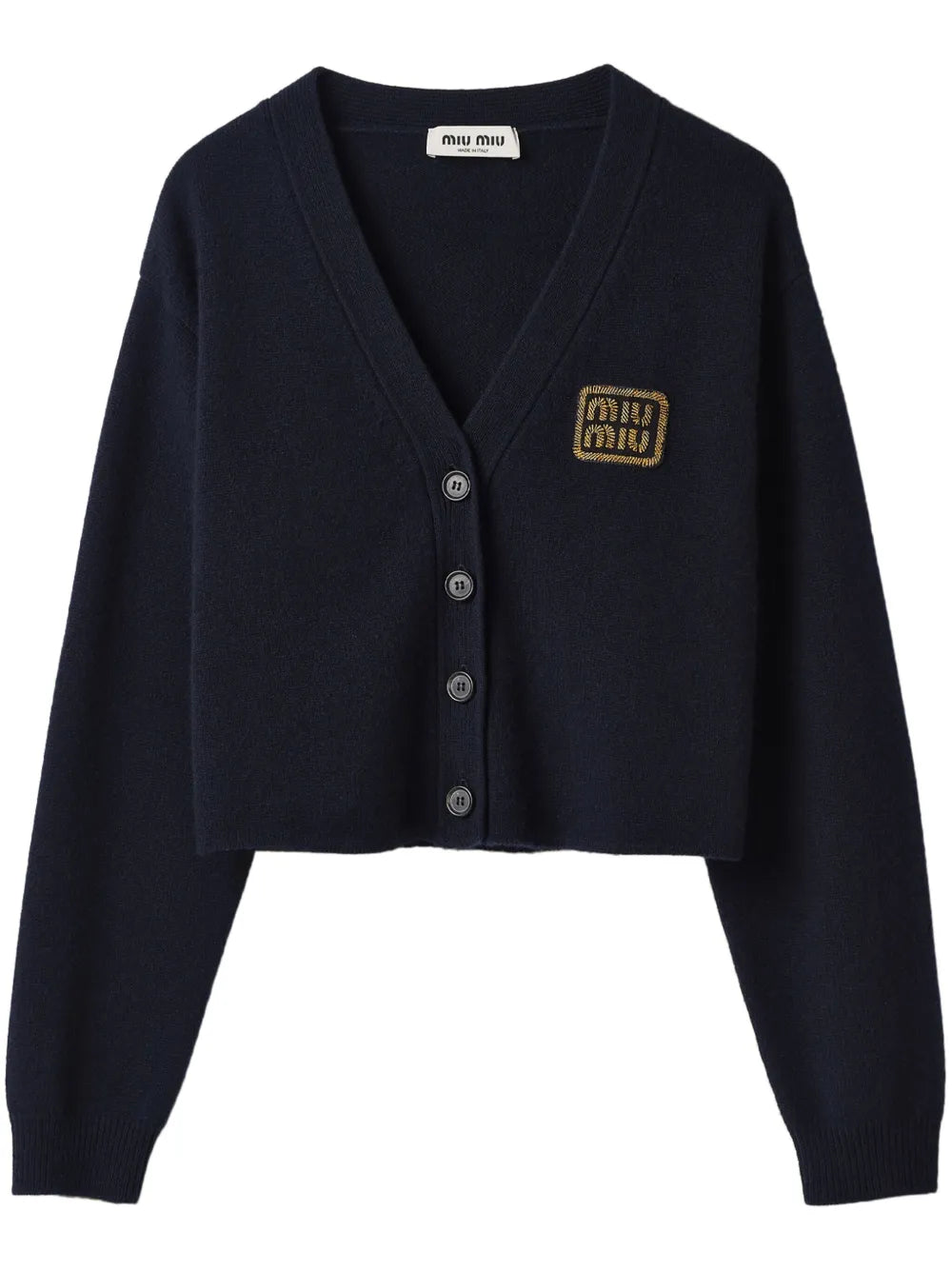 Logo-Embroidered Cashmere Cardigan
