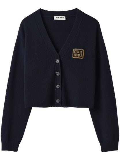 Logo-Embroidered Cashmere Cardigan