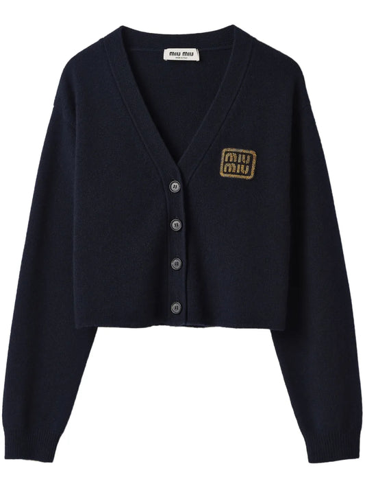 Logo-Embroidered Cashmere Cardigan