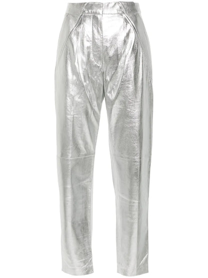 Metallic Nappa Tapered Trousers