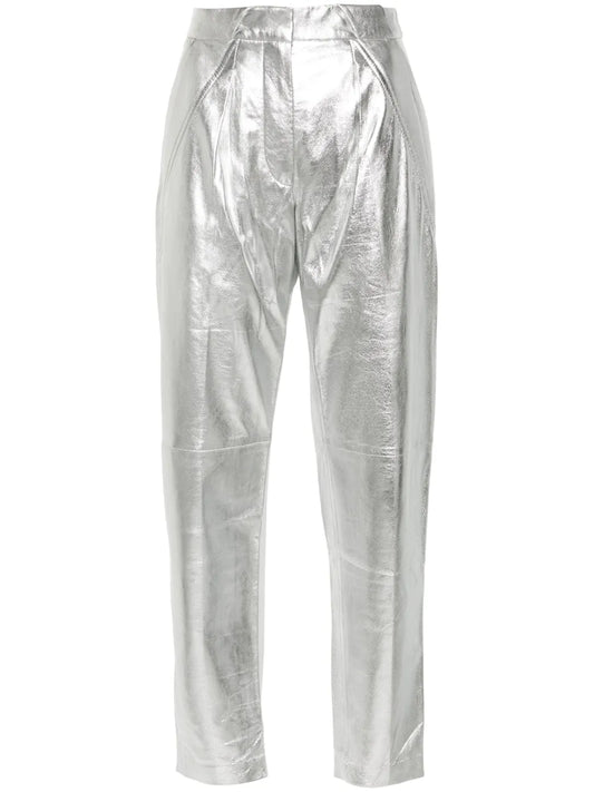 Metallic Nappa Tapered Trousers