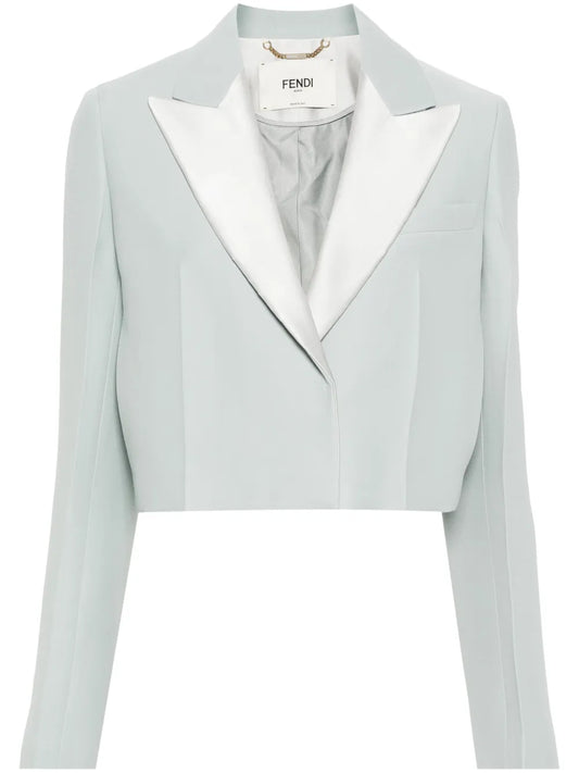 Cropped Contrast-Panel Blazer