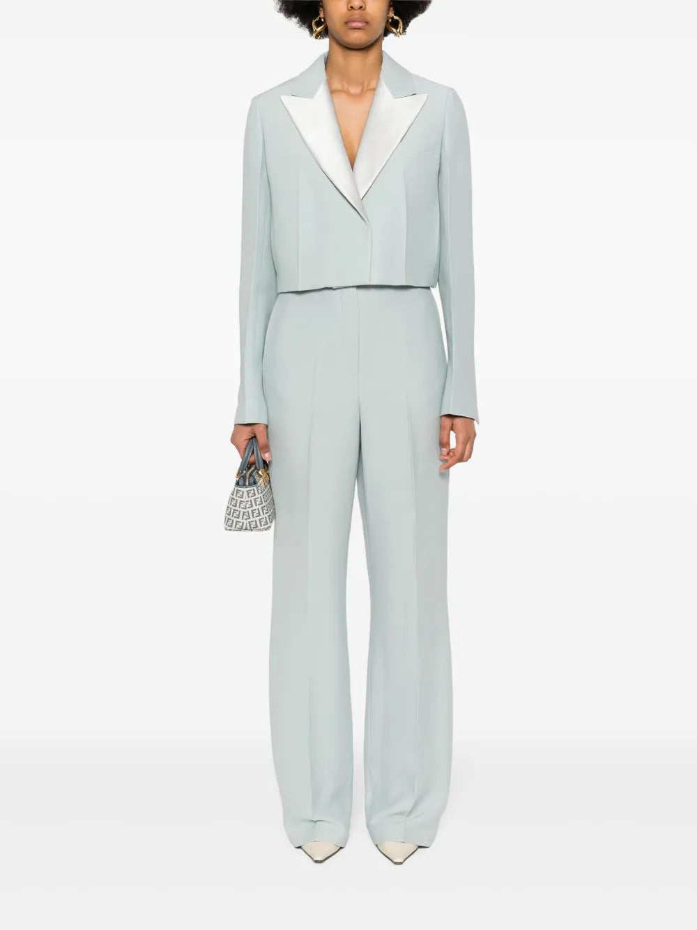 Cropped Contrast-Panel Blazer