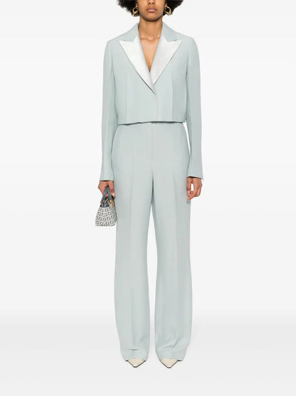 Cropped Contrast-Panel Blazer