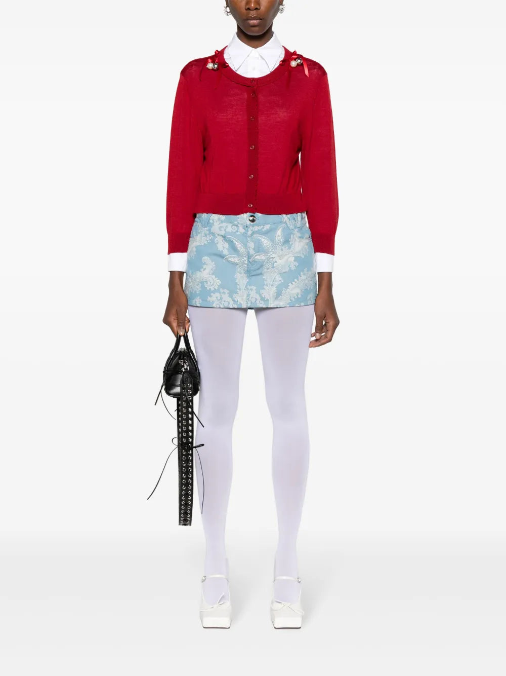 Foam Patterned-Jacquard Miniskirt