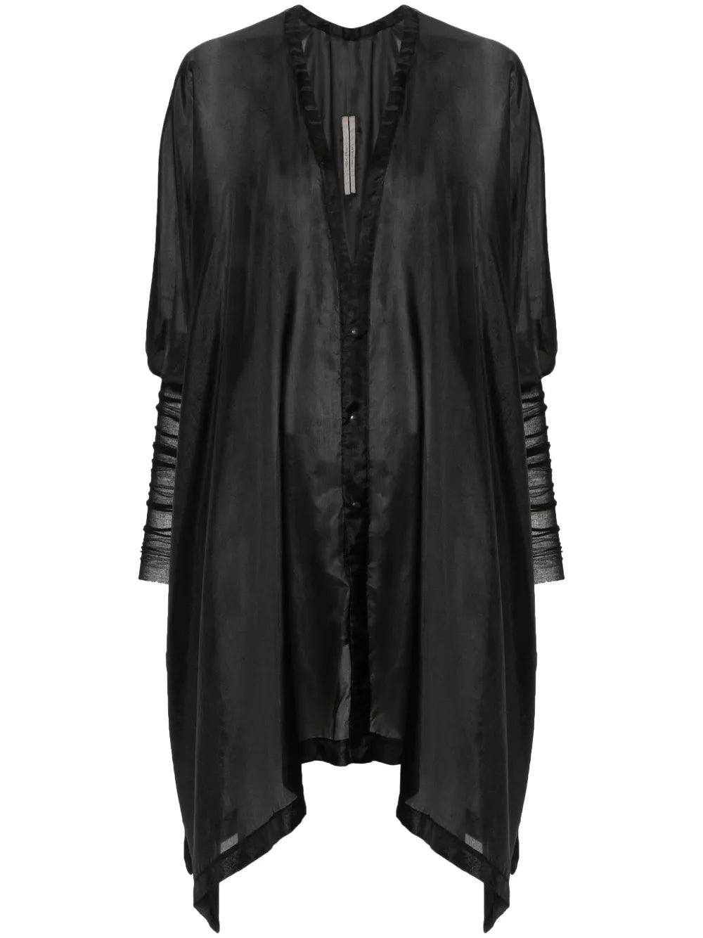 Ribbed-Sleeves Silk Shirt