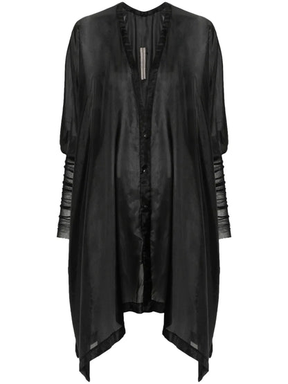 Ribbed-Sleeves Silk Shirt