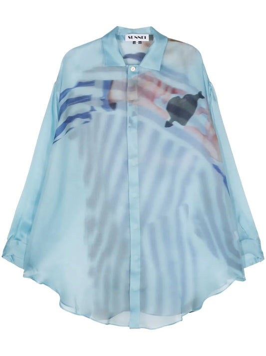Cuore-Di-Pietra-Print Silk Shirt