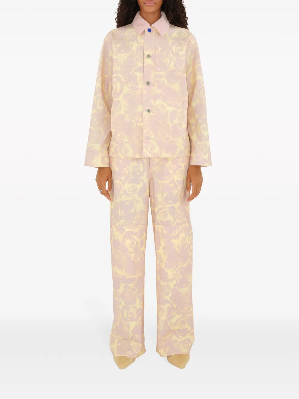 Rose-Print Straight-Leg Trousers